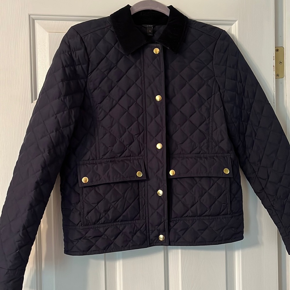 J. Crew Quilted Puffer Tack Jacket Navy Blue
